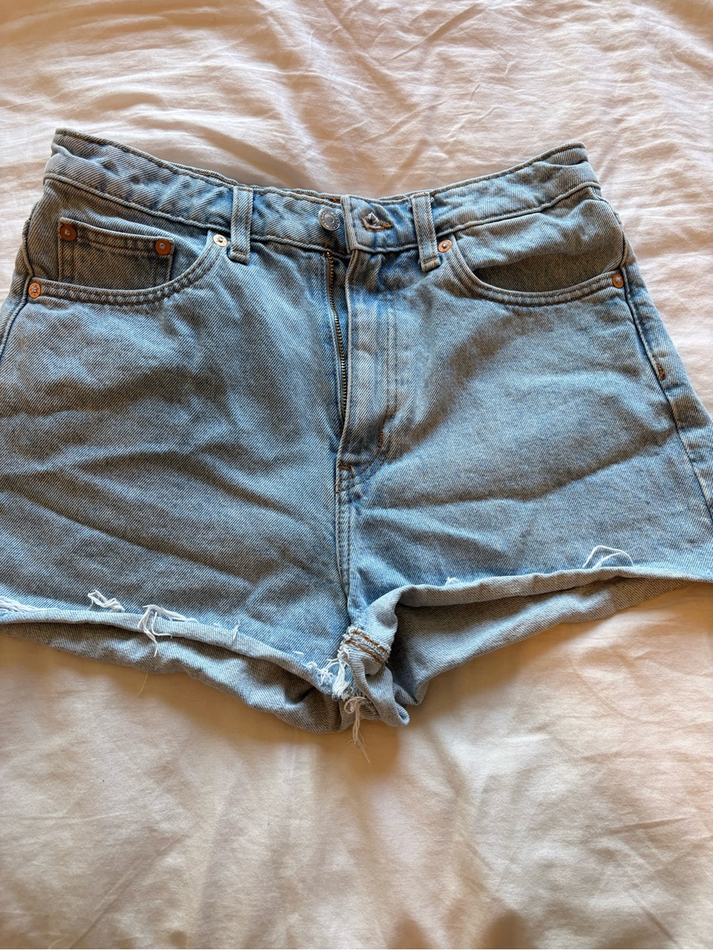 High-Rise Light Blue Denim Women's Shorts